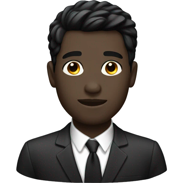 Homme, short black hair, black skin emoji