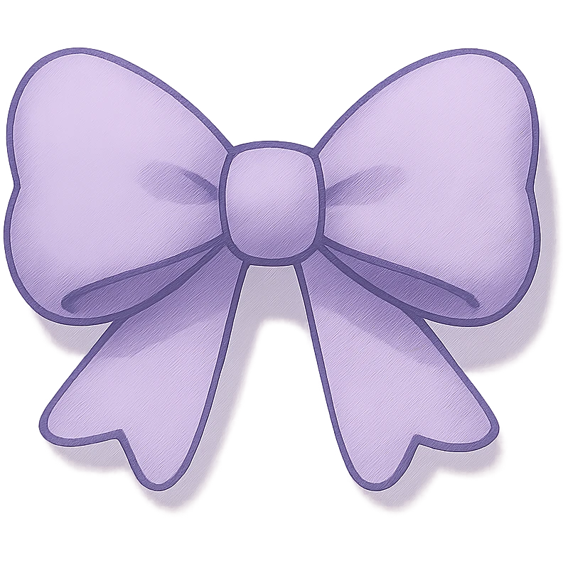 a cute lavender bow with rounded edges and a slight shadow emoji