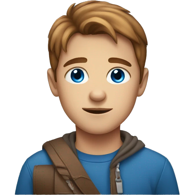 Boy with blue eyes and brown hir emoji