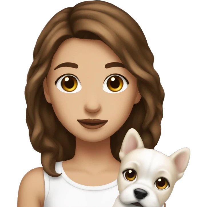 Slay Girl with brown hair and brown eyes with white puppy s emoji