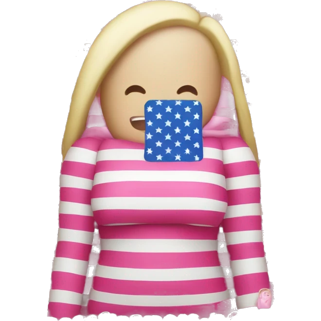 american flag but the red stripes are pink and nicki minaj is on the front and there is 56 stars emoji