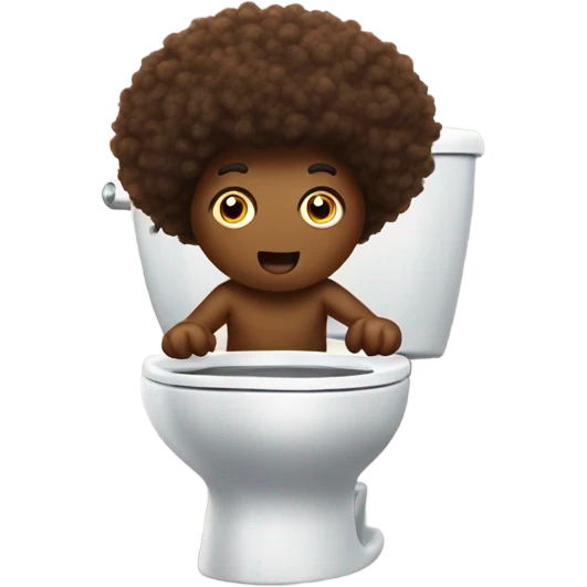 Poo with Afro hair with 2 legs running away from toilet emoji
