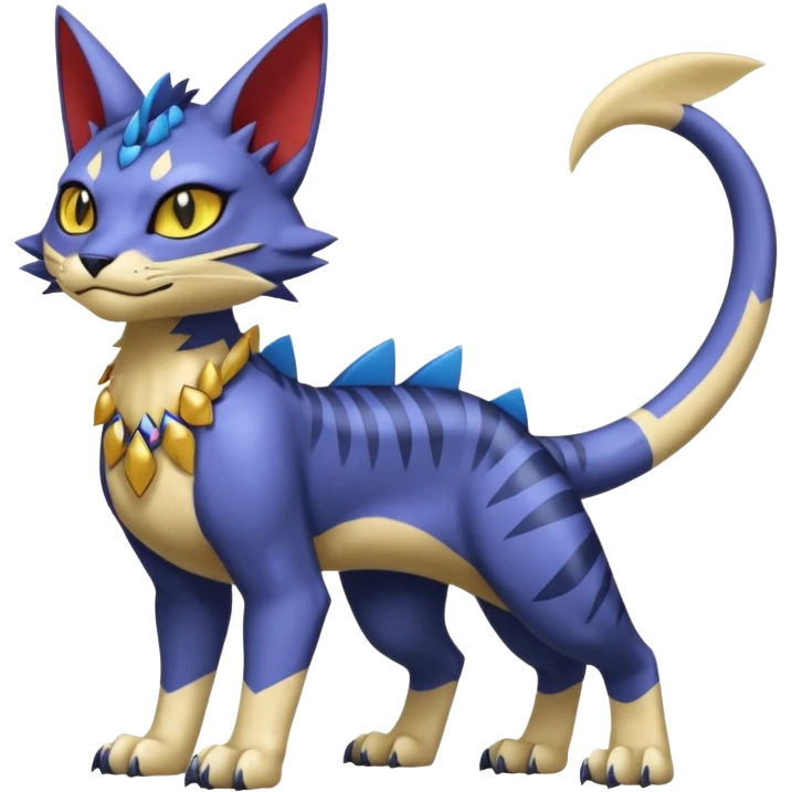 white belly, scaley scaly batty feline-like quadrupedal digitigrade furry feral Bastet-Noibat-Gatomon-Garchomp-Digimon-Fakémon-Pokémon-creature (full body) emoji