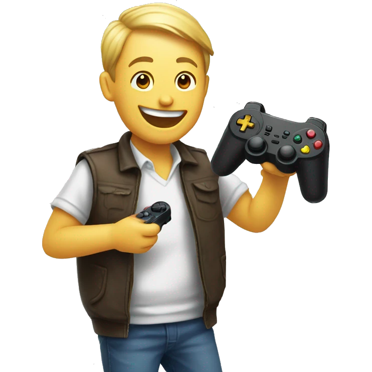 Laughing with game controller in hand emoji