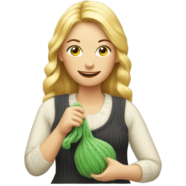 Blonde lady knitting  emoji