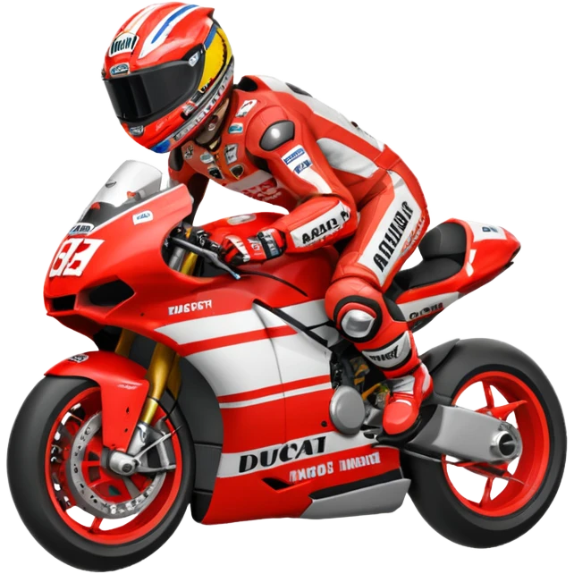 Un emoji de moto gp dé Ducati Marc Márquez pero con la moto  emoji