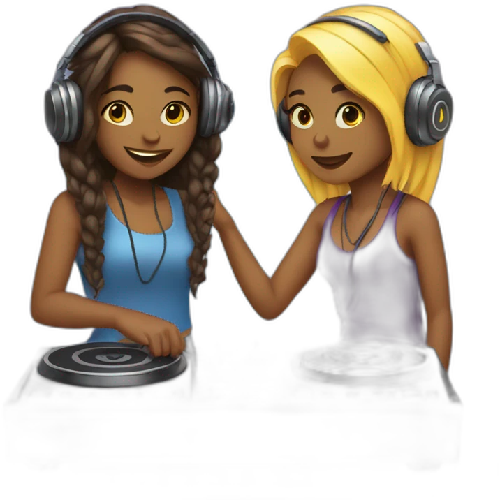 two lesbian girls djing emoji
