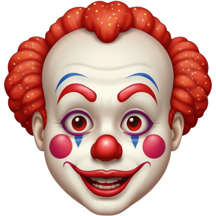 red glitter clown with the retarded facial expression emoji