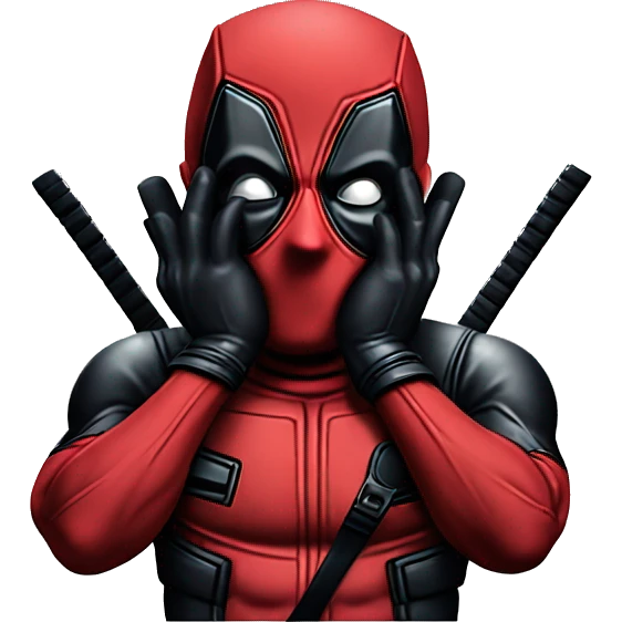 Surprised Deadpool with his hands on his cheeks  emoji