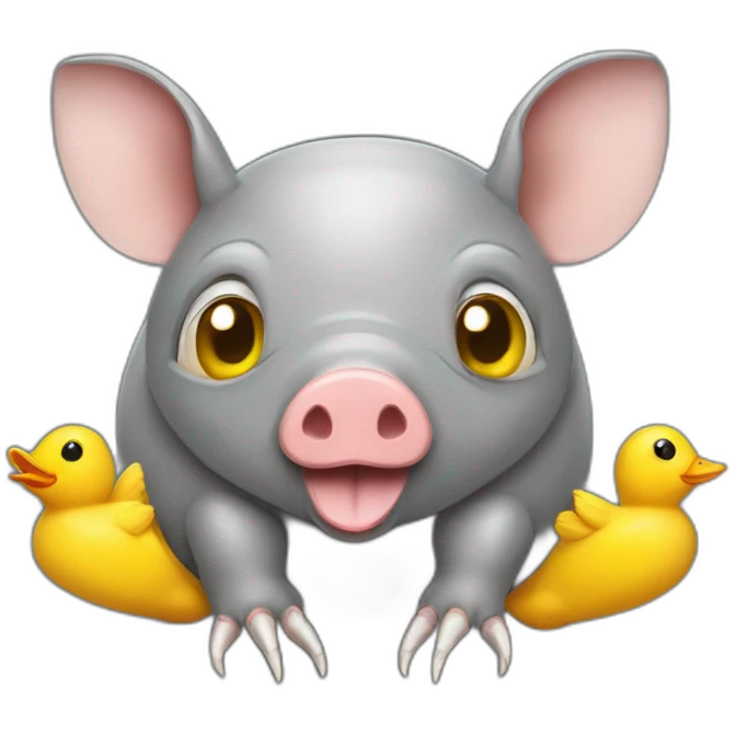 Gray pig armadillo centipede insect with yellow duck face emoji