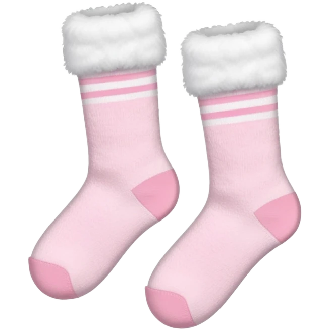 White terry socks with powder pink straps, cute emoji