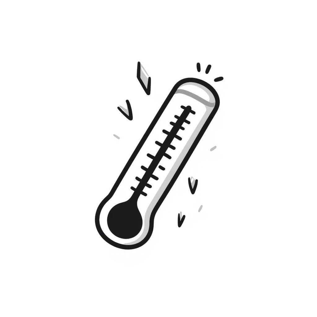 Thermometer showing low temperature with ice crystals emoji