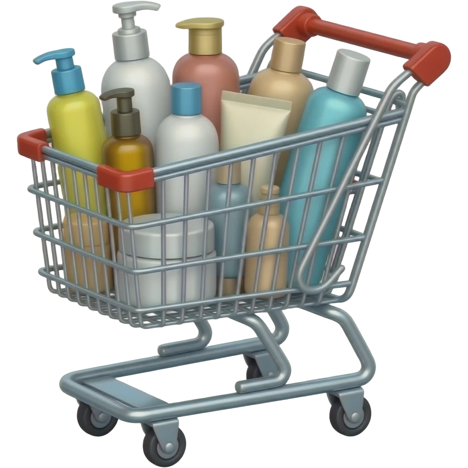 shopping trolley full of skincare panic buying emoji