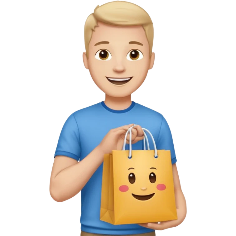a white guy with branded bags emoji