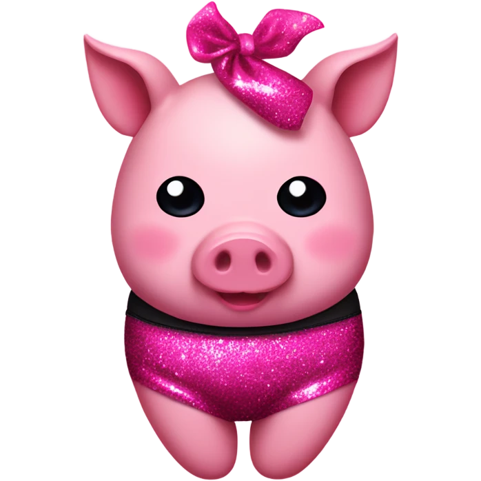 Pig with a hot pink bikini on with glitter and black thigh socks emoji