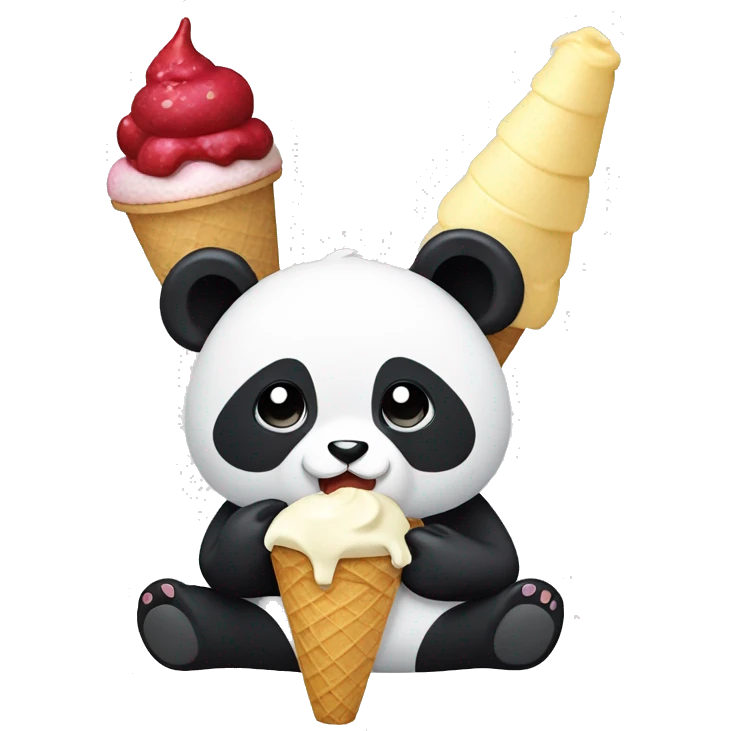 Panda eating ice cream emoji