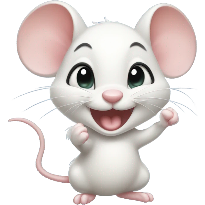 Cute while lady mouse clenching fists smiling and blushing emoji