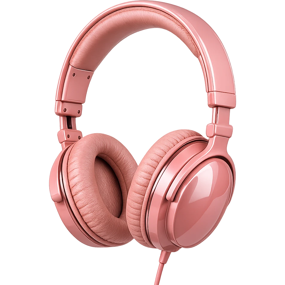 pink kpop idol stage headphones, stylish and glossy emoji