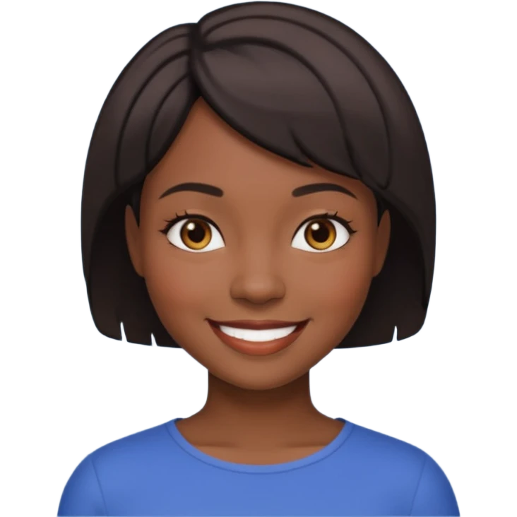 visage femme noire cheveux court emoji