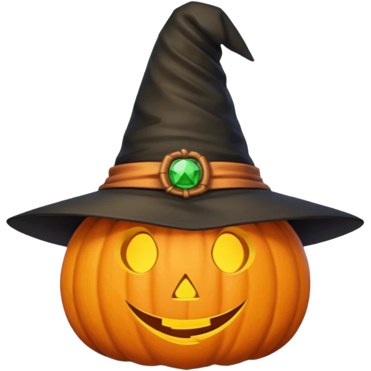 Cute Pumpkin wearing a witch hat emoji