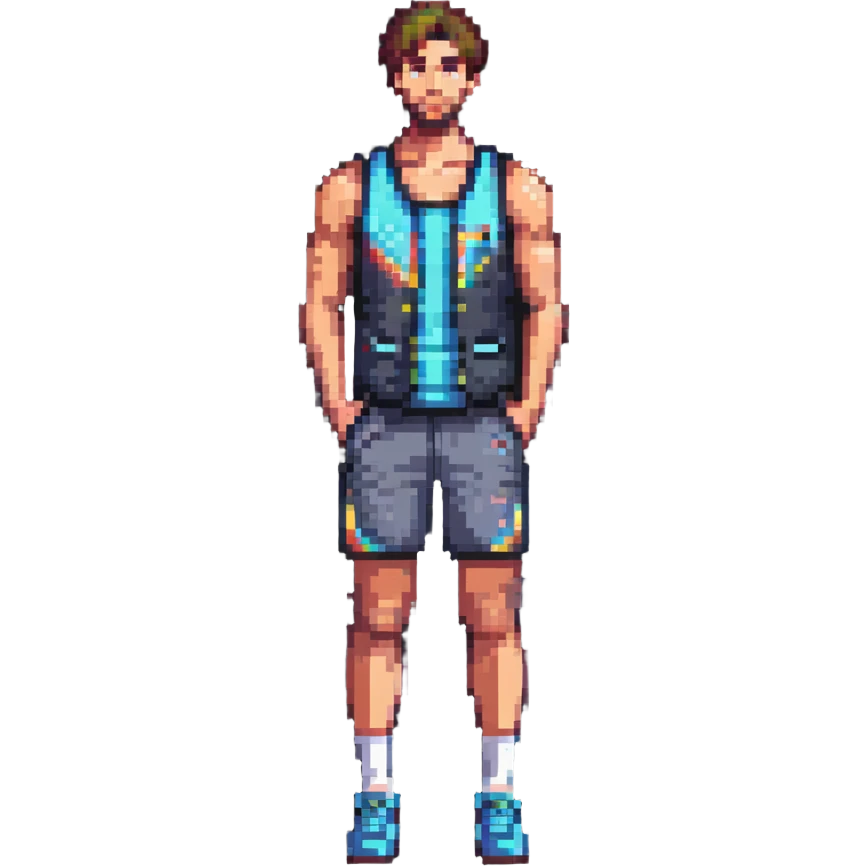 tall athlete standing in vest and shorts emoji