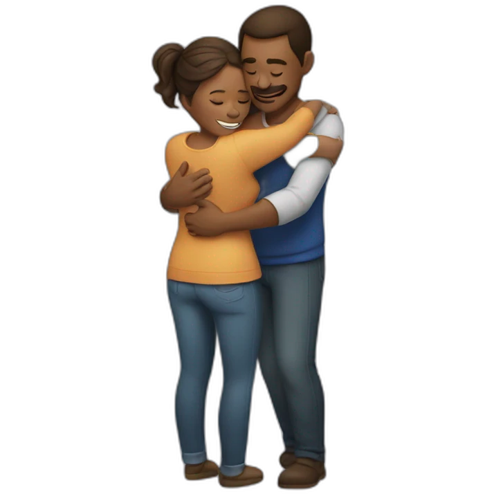 A man hugging a woman emoji