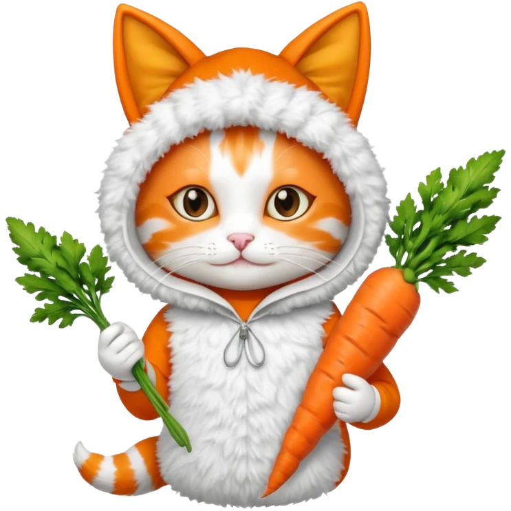 a carrot which is hold a cat emoji