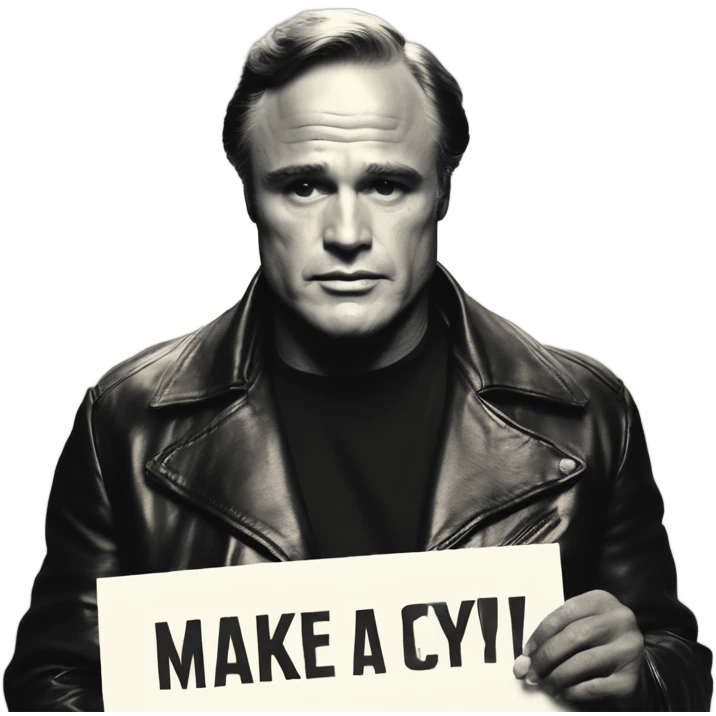  Marlon brando holding a sign saying “Make an Offer” emoji