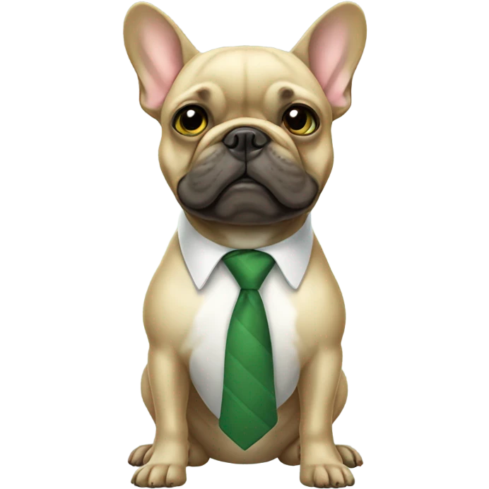 Green French bulldog with a tie emoji