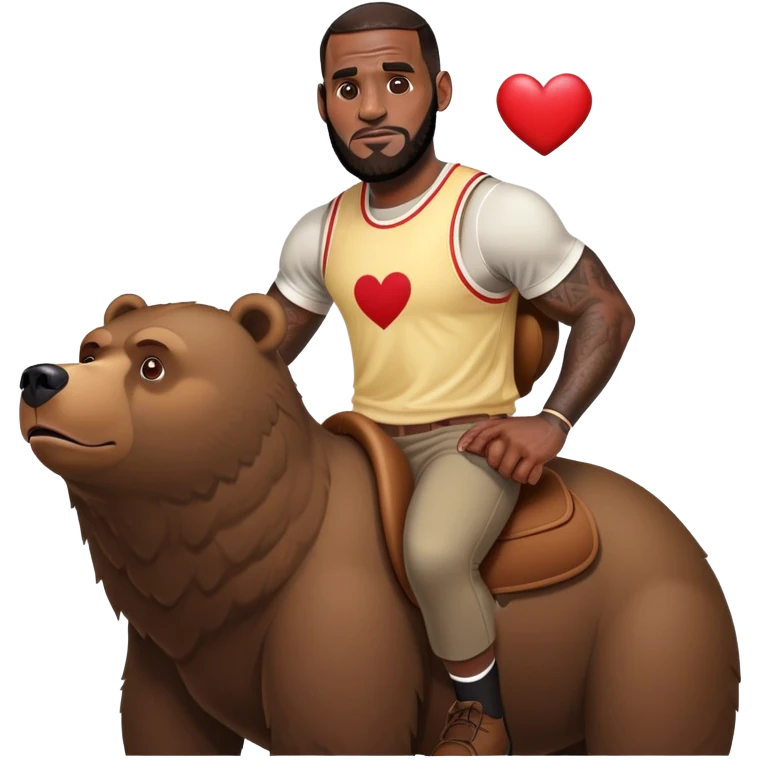 LeBron James riding a bear with heart eyes emoji