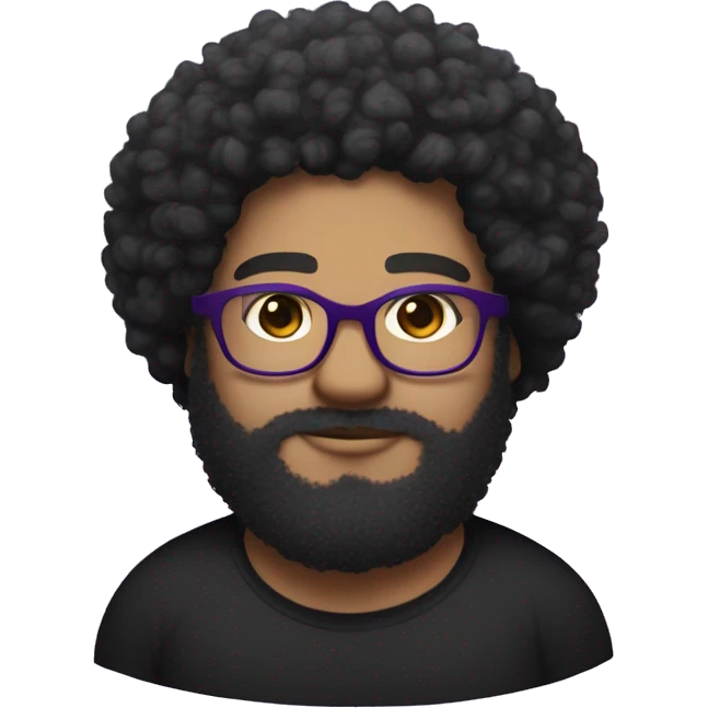 fat bearded lightskin with curly afro and glasses. give him a BLACK shirt and a little bit of freckles and give him like a purple aura around him with the words MAX AURA above him. emoji