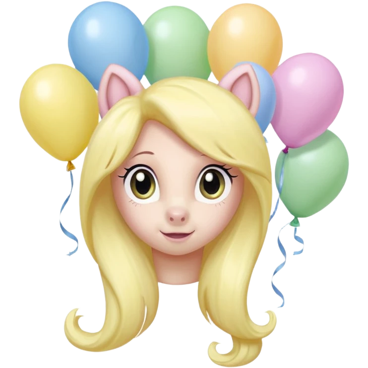 fluttershy mlp pastel balloons floating above its mane. emoji