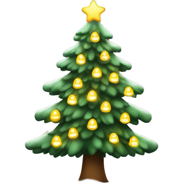 Christmas tree with warm lights and a snowy background  emoji