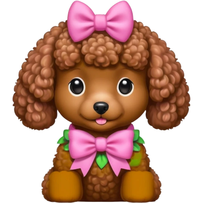 Brown toy poodle with pink bow emoji