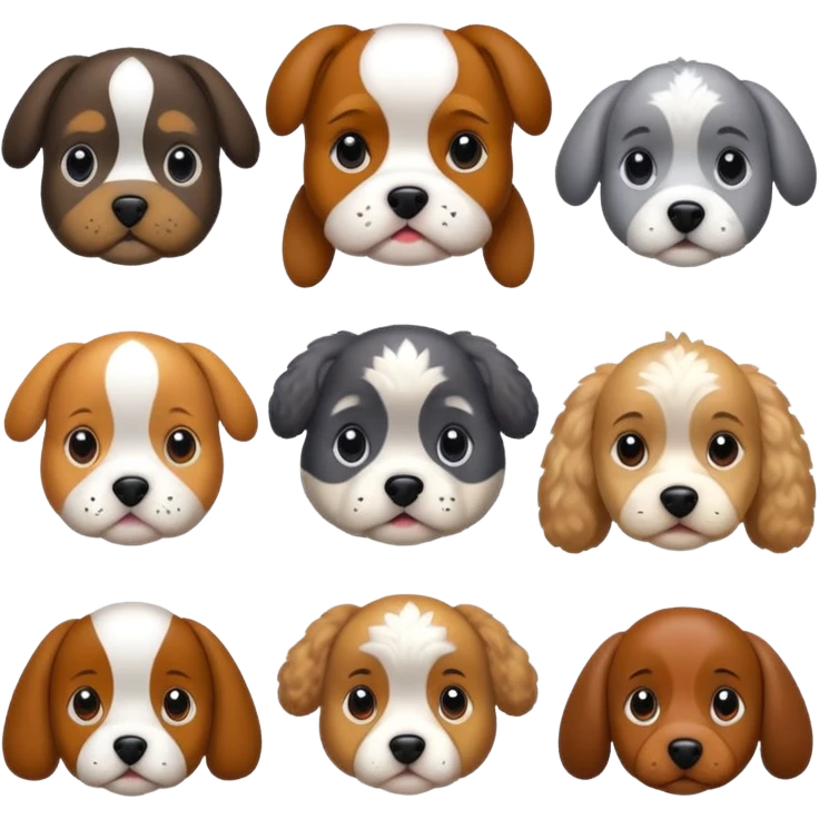 1 bulldog, 1 poodle, 1 husky, 1 dachshund emoji