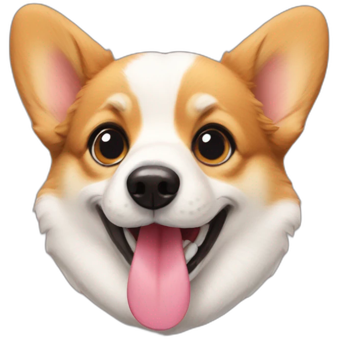 Cute corgi with his id in mouth emoji