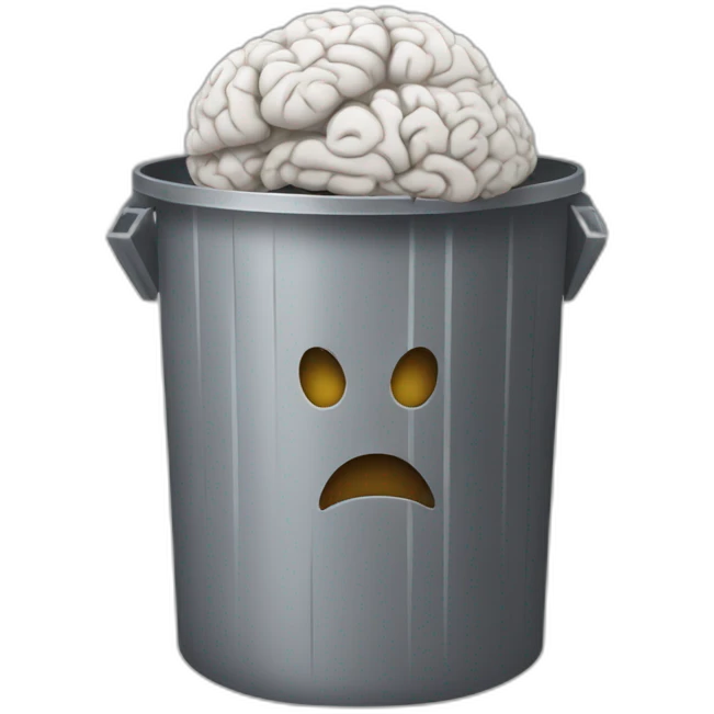 a trash can with brain instead of the lid emoji