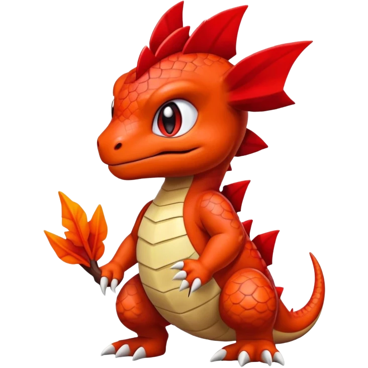 Cute Baby Charmeleon-Guilmon-Tyrunt-hybrid (full body) emoji