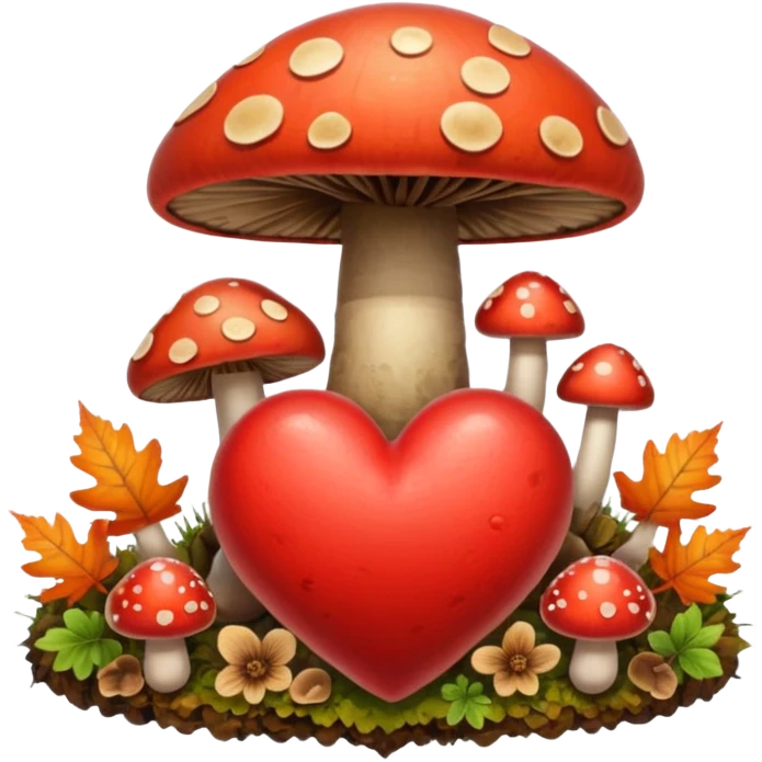heart with autumn mushrooms emoji