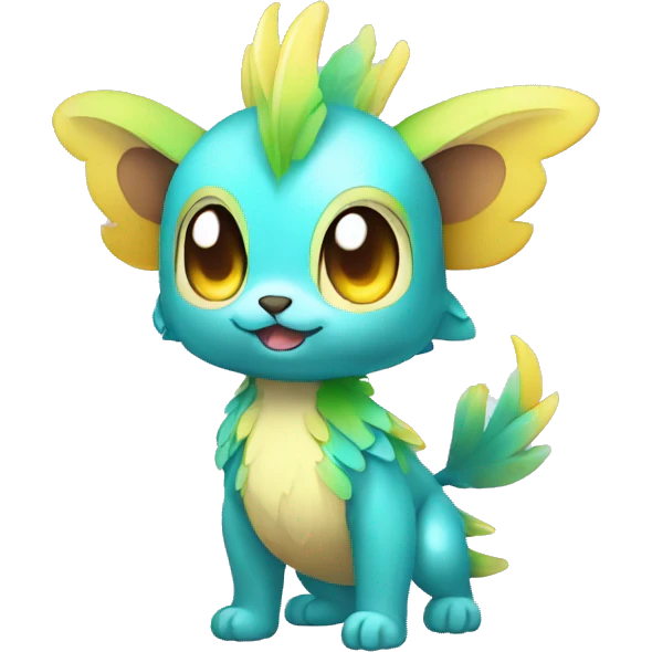 Cute cool shiny colorful fantasy animal hybrid Fakemon full body emoji