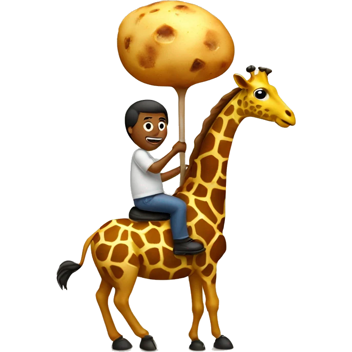a potato riding a giraffe  emoji