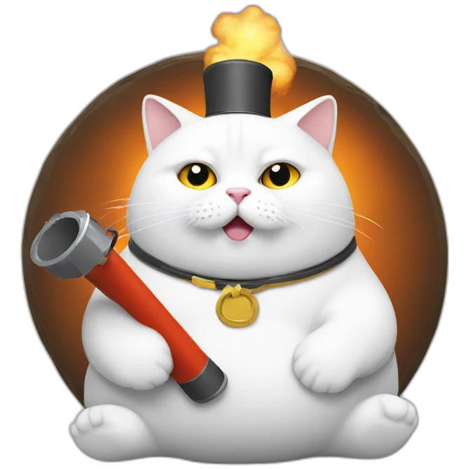 Fat-White-cat-holding-dynamite emoji