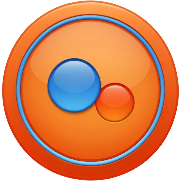 Reminder app logo, red circle with a blue circle and orange circle emoji