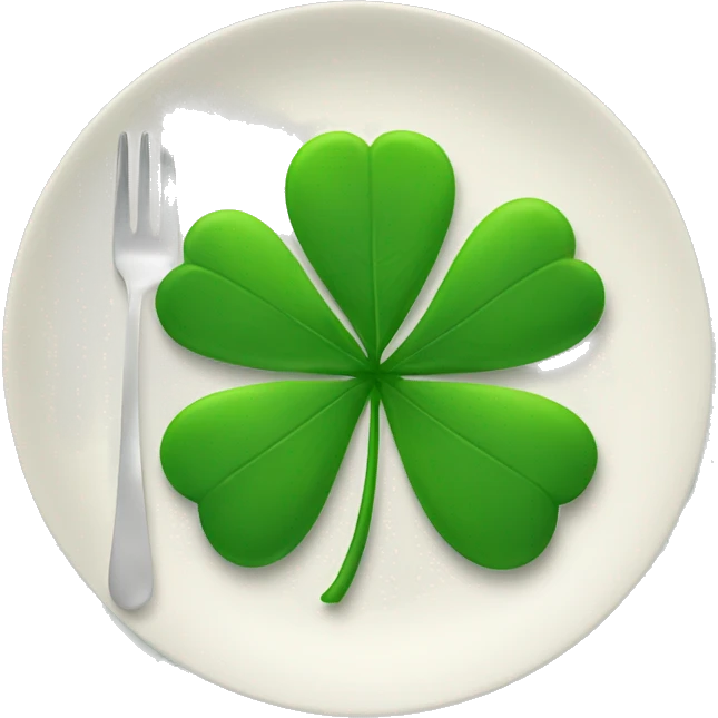 a plate and a four-leaf clover emoji