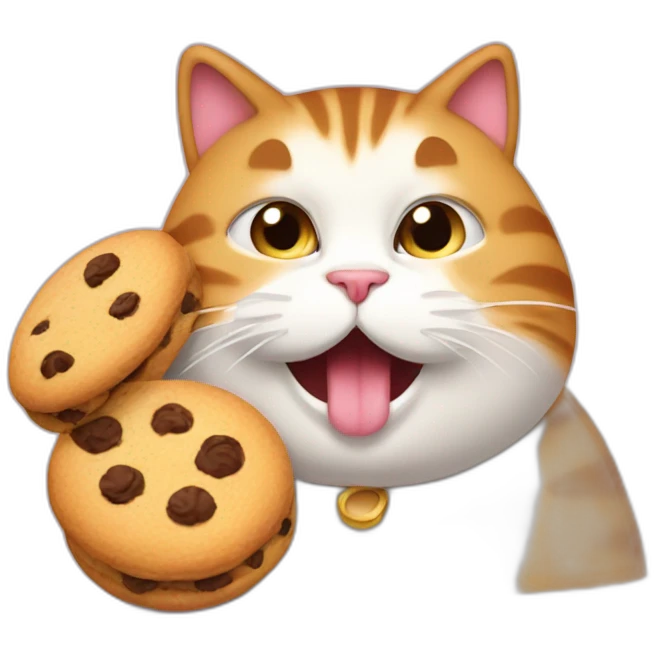 fat cat eating cookies emoji