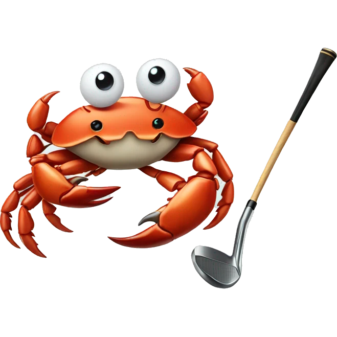 Crab holding golf club emoji