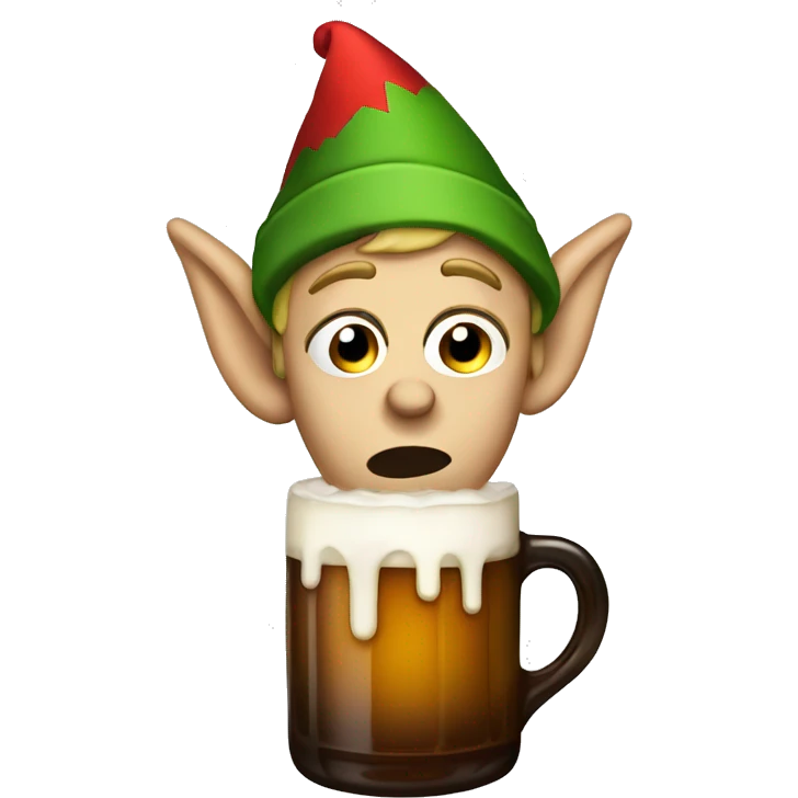 Hungover elf with beer emoji