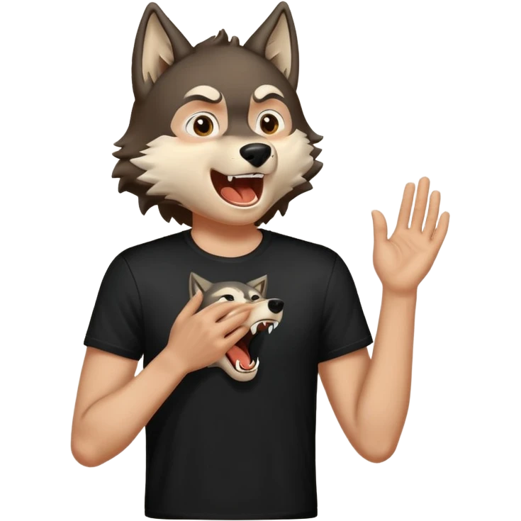 Toreau noire heureux hurle comme un loup emoji