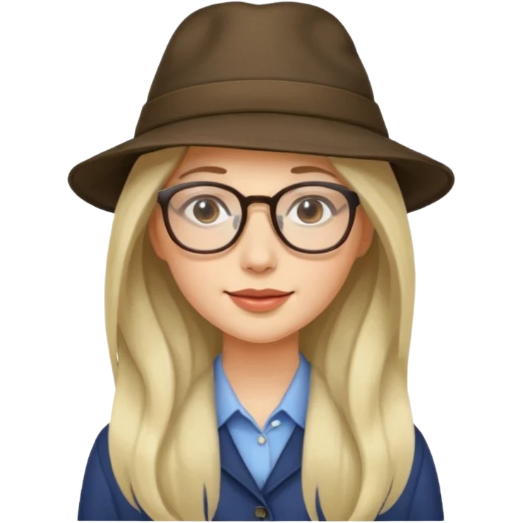hatted womanwith glasses and long hair emoji
