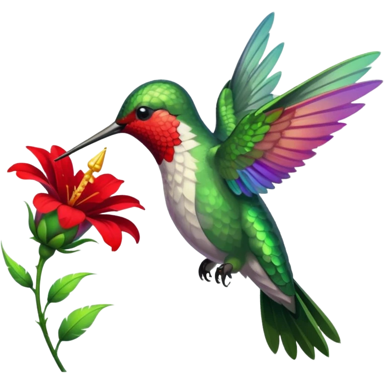 hummingbird drinking nectar from flower emoji